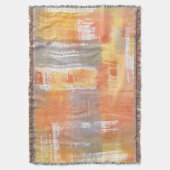 オレンジ色のクラッシュウォーターのカラー抽象芸術 スローブランケット (正面縦)