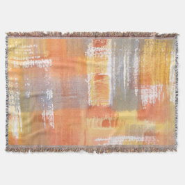 オレンジ色のクラッシュウォーターのカラー抽象芸術 スローブランケット
