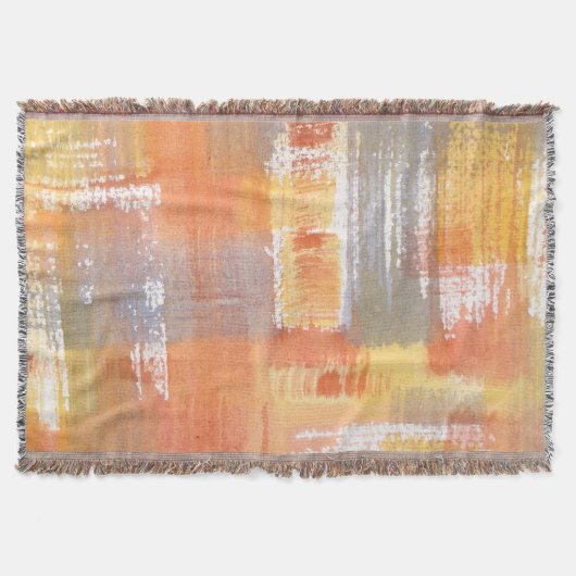 オレンジ色のクラッシュウォーターのカラー抽象芸術 スローブランケット (正面)