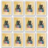 オレンジ色のクリスマスの可愛い猫のコーヒーアート シール (正面)