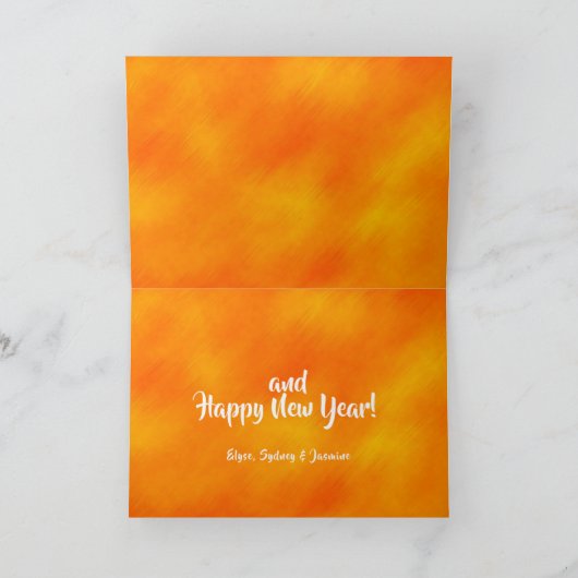 オレンジ色のクリスマスフォトグリーティングカード シーズンカード (内部)