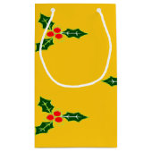 オレンジ色のクリスマスホリー スモールペーパーバッグ (裏面)