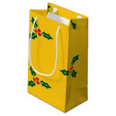 オレンジ色のクリスマスホリー スモールペーパーバッグ (裏面アングル)