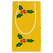 オレンジ色のクリスマスホリー スモールペーパーバッグ (正面)