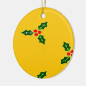 オレンジ色のクリスマスホリー セラミックオーナメント (左)