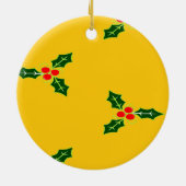 オレンジ色のクリスマスホリー セラミックオーナメント (裏面)