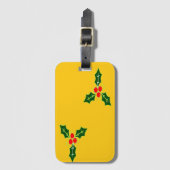 オレンジ色のクリスマスホリー ラゲッジタグ (正面縦)