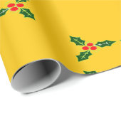 オレンジ色のクリスマスホリー ラッピングペーパー (ロールコーナー)