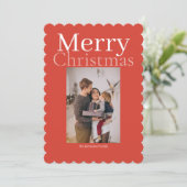 オレンジ色のクリスマス家族写真 シーズンカード (スタンド正面)