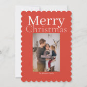 オレンジ色のクリスマス家族写真 シーズンカード (正面)