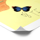 オレンジ色のクリームウィング上のカスピアンブルー蝶 ポスター (角)