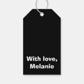 オレンジ色のクロステッチをブラックでステッチ ギフトタグ (裏面)