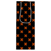 オレンジ色のクロステッチをブラックでステッチ ワインギフトバッグ (正面)