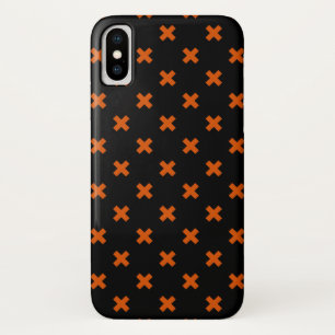 オレンジ色のクロステッチをブラックでステッチ iPhone X ケース