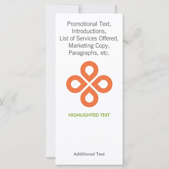 オレンジ色のクローバーデザイン – ラックカード (正面)