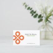 オレンジ色のクローバーデザイン 名刺 (スタンド正面)