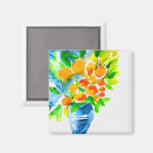 オレンジ色のクンクアットフルーツアートの水色 マグネット (正面/裏面)