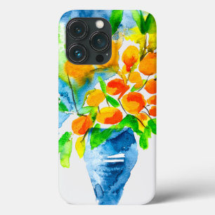 オレンジ色のクンクアットフルーツアートの水色 iPhone 13 PROケース