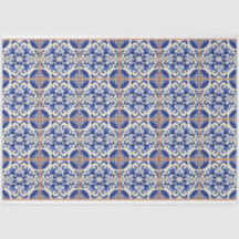 オレンジ色のグラウト付きの青タイル