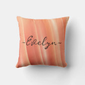 オレンジ色のグラデーションの動的エレガント線の名前 クッション (裏面)