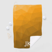 オレンジ色のグラデーションジオメトリメッシュパターンモノグラム ゴルフタオル (インサイチュ)