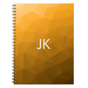 オレンジ色のグラデーションジオメトリメッシュパターンモノグラム ノートブック
