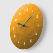 オレンジ色のグラデーションジオメトリメッシュパターン ラージ壁時計 (傾斜)