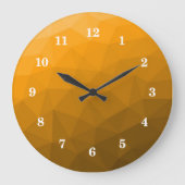オレンジ色のグラデーションジオメトリメッシュパターン ラージ壁時計 (正面)