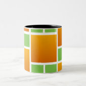 オレンジ色のグラデーション正方形 ツートーンマグカップ (中央)