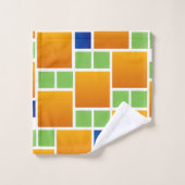 オレンジ色のグラデーション正方形 バスタオルセット (ウォッシュタオル)