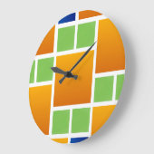 オレンジ色のグラデーション正方形 ラージ壁時計 (傾斜)