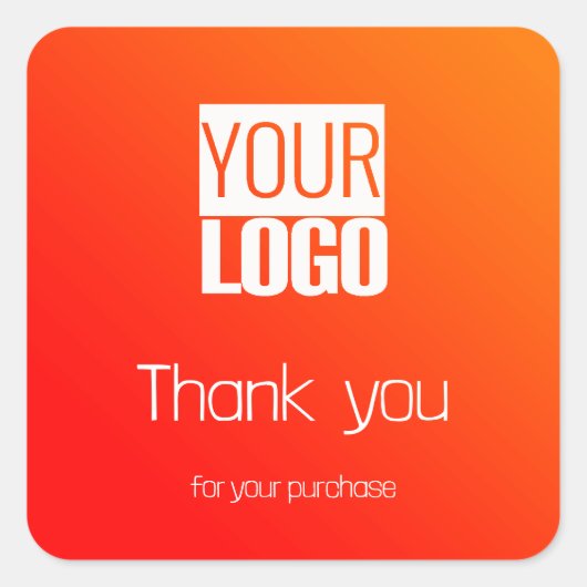 オレンジ色のグラデーション – ロゴ スクエアシール (正面)