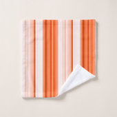 オレンジ色のグラデーストライプションのパターン バスタオルセット (ウォッシュタオル)
