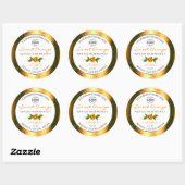 オレンジ色のグリッターホワイトプロダクトラベルバラロゴの追加 ラウンドシール (シート)