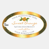 オレンジ色のグリッターホワイトプロダクトラベルバラロゴの追加 楕円形シール (正面)