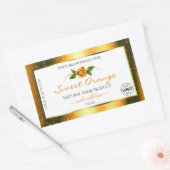 オレンジ色のグリッターホワイトプロダクトラベルバラロゴの追加 長方形シール (封筒)