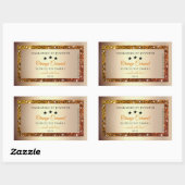 オレンジ色のグリッター製品の包装ラベル付き金ゴールド 長方形シール (シート)