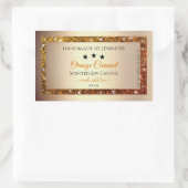 オレンジ色のグリッター製品の包装ラベル付き金ゴールド 長方形シール (バッグ)