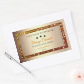 オレンジ色のグリッター製品の包装ラベル付き金ゴールド 長方形シール (封筒)