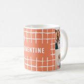 オレンジ色のグリッド4フォトモダンミニマルシンプル コーヒーマグカップ (正面右)