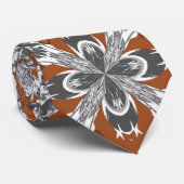 オレンジ色のグレーと白の繰り返しタイルパターン ネクタイ (ロール)