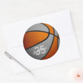 オレンジ色のグレーの男の子バスケットチームカラー ラウンドシール (封筒)