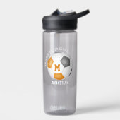 オレンジ色のグレースクールクラブチームカラーサッカー選手 ウォーターボトル (左面)