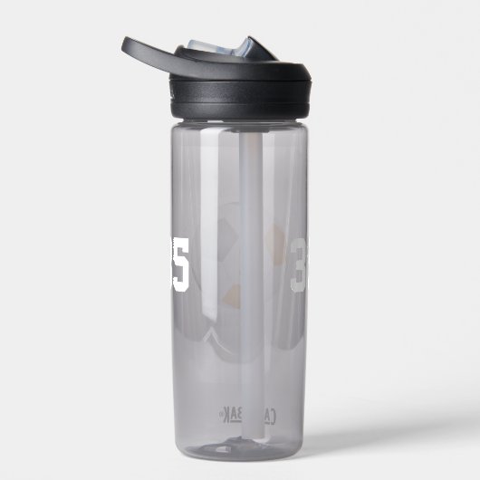 オレンジ色のグレースクールクラブチームカラーサッカー選手 ウォーターボトル (右面)