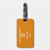 オレンジ色のグレーチームカラーガールズボーイズバレーボール ラゲッジタグ (裏面縦)