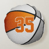オレンジ色のグレーバスケットボールキッズ10代のスポーツルーム ラウンドクッション (裏面)