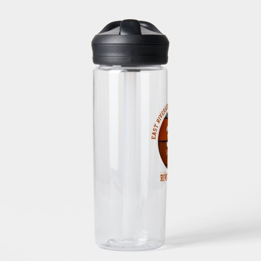 オレンジ色のグレーバスケットボールクラブカラーチーム名 ウォーターボトル (正面)