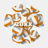 オレンジ色のグレーバレーボールアスリート名記念 メタルオーナメント (裏面)