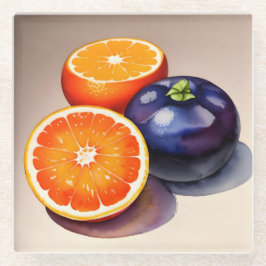 オレンジ色のグローの水色 ガラスコースター