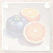 オレンジ色のグローの水色 ガラスコースター (裏面)